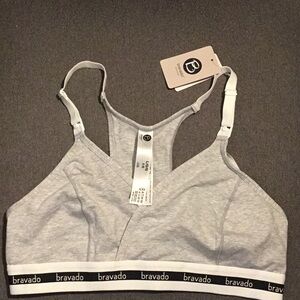 Bravado! Grey Racer back Nursing Bra Sz L NWT